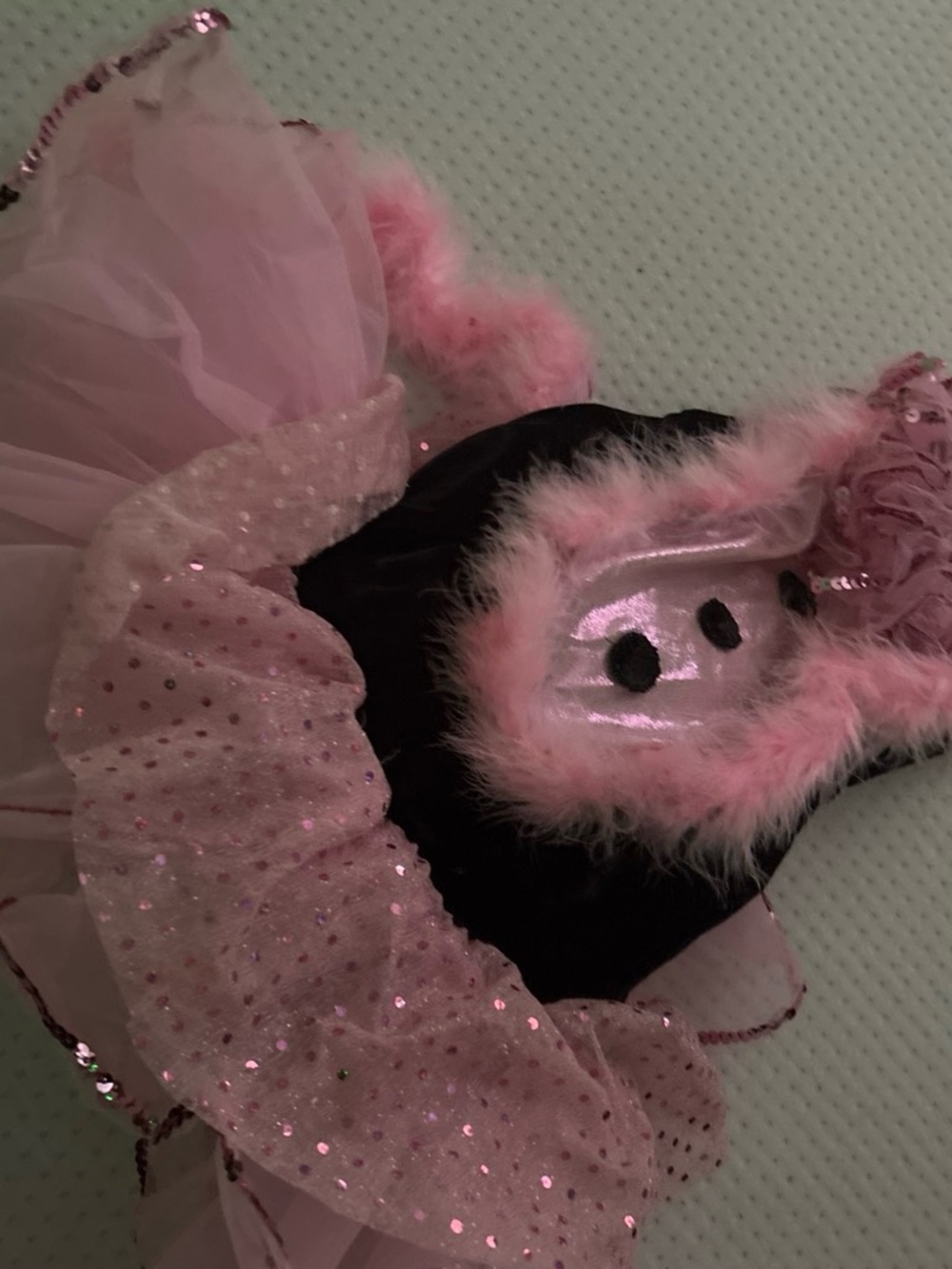 Pink Princess Tulle Kids Costume with Faux Fur Trim
